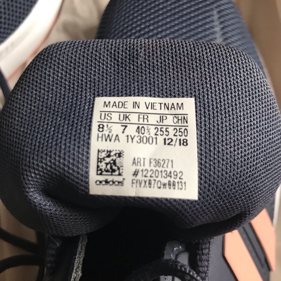 ADIDAS navy blue & pink sneakers, wore once. Size 8.5. - Picture 5 of 6